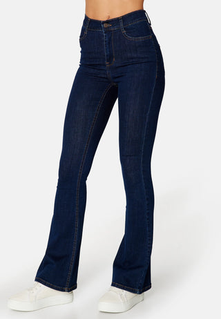 HIGH WAIST FLARED DENIM JEANS