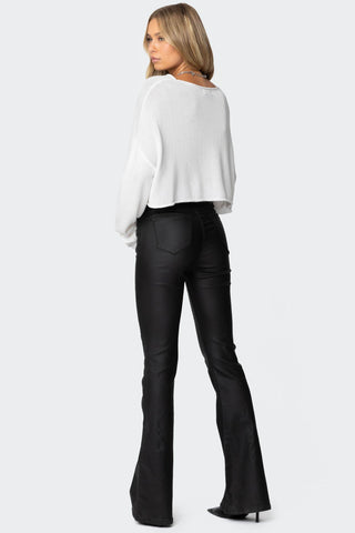 Chic Luna Flare Jeans i lyxigt konstläder