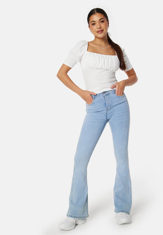 HIGH WAIST FLARED DENIM JEANS