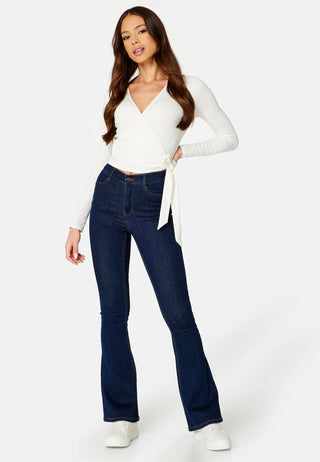 HIGH WAIST FLARED DENIM JEANS