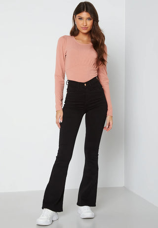 HIGH WAIST FLARED SUPERSTRETCH JEANS