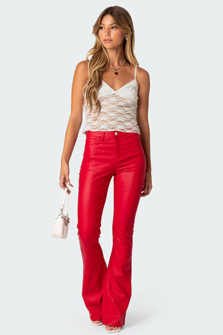 Chic Luna Flare Jeans i lyxigt konstläder