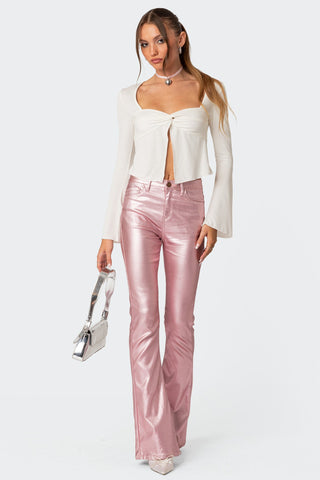 Chic Luna Flare Jeans i lyxigt konstläder