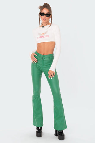 Chic Luna Flare Jeans i lyxigt konstläder