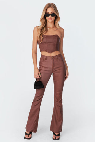 Chic Luna Flare Jeans i lyxigt konstläder