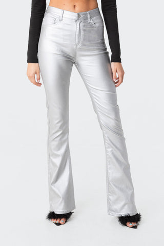 Chic Luna Flare Jeans i lyxigt konstläder