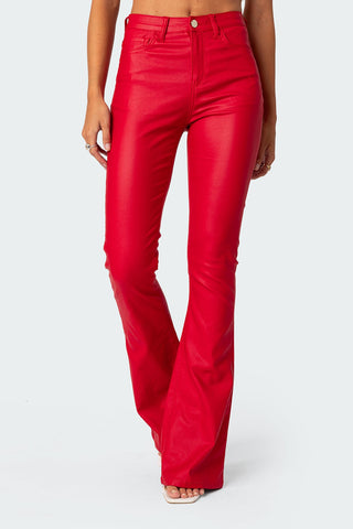 Chic Luna Flare Jeans i lyxigt konstläder