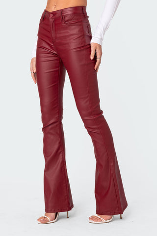 Chic Luna Flare Jeans i lyxigt konstläder