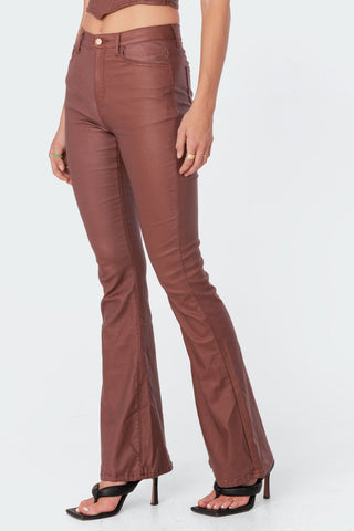 Chic Luna Flare Jeans i lyxigt konstläder