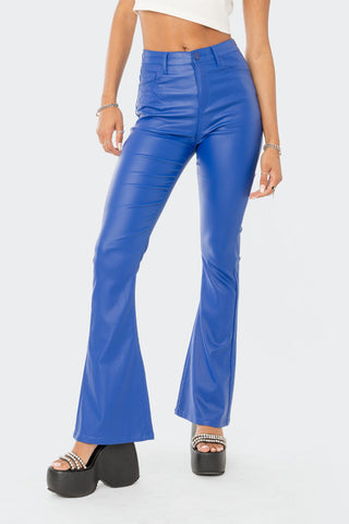 Chic Luna Flare Jeans i lyxigt konstläder