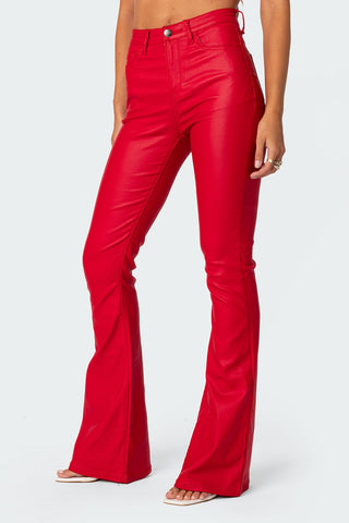 Chic Luna Flare Jeans i lyxigt konstläder