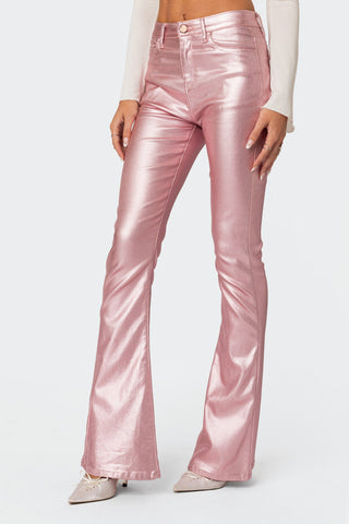 Chic Luna Flare Jeans i lyxigt konstläder