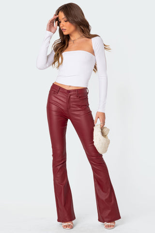 Chic Luna Flare Jeans i lyxigt konstläder