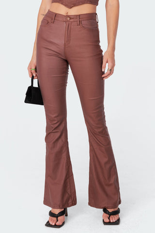 Chic Luna Flare Jeans i lyxigt konstläder