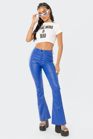 Chic Luna Flare Jeans i lyxigt konstläder