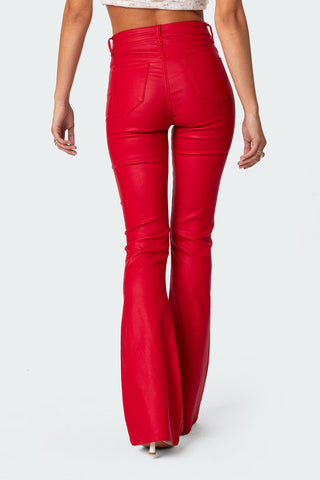 Chic Luna Flare Jeans i lyxigt konstläder