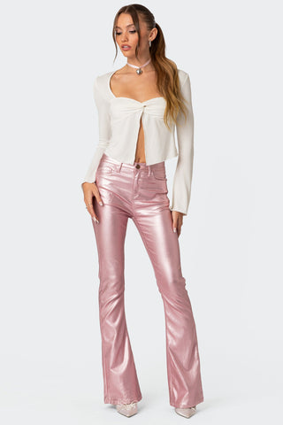 Chic Luna Flare Jeans i lyxigt konstläder