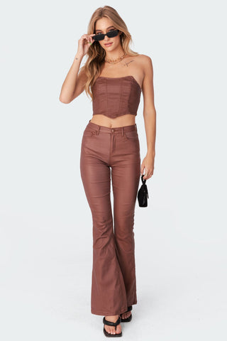 Chic Luna Flare Jeans i lyxigt konstläder